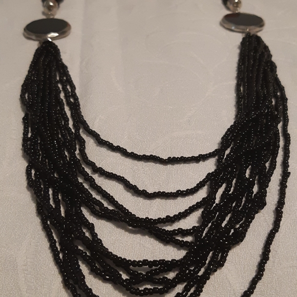 Womens Black Sea Bead Necklace/Layered Beads Length Is 41" Long, - Picture 3 of 12